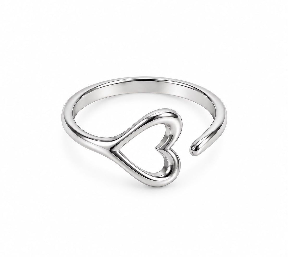 Anillo corazón ajustable plata