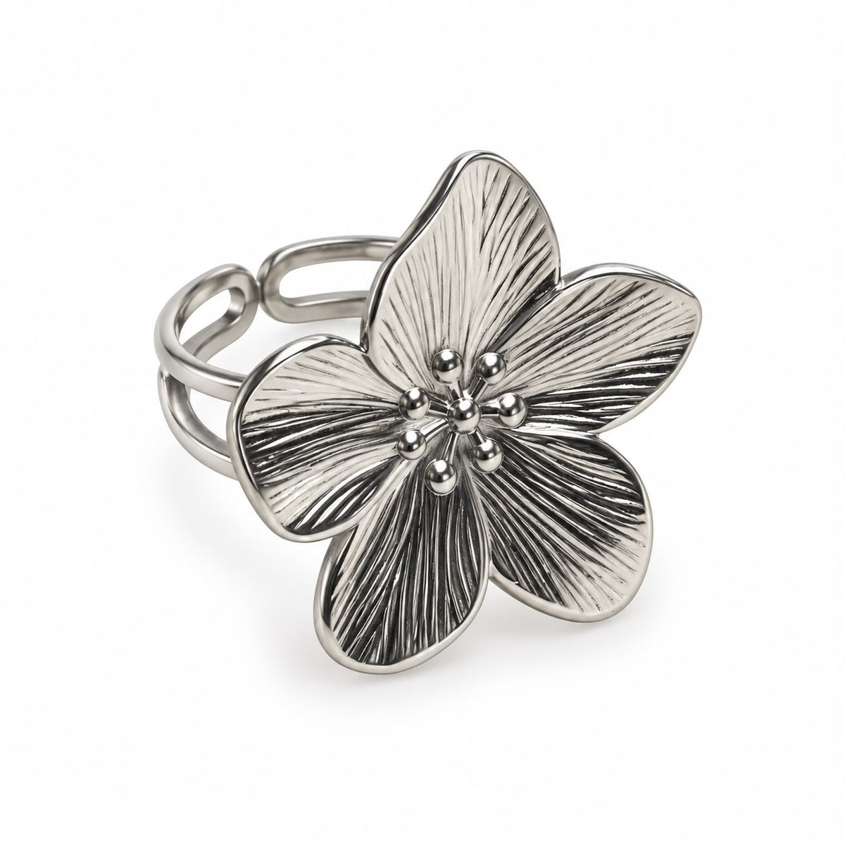 Anillo chunky flor ajustable