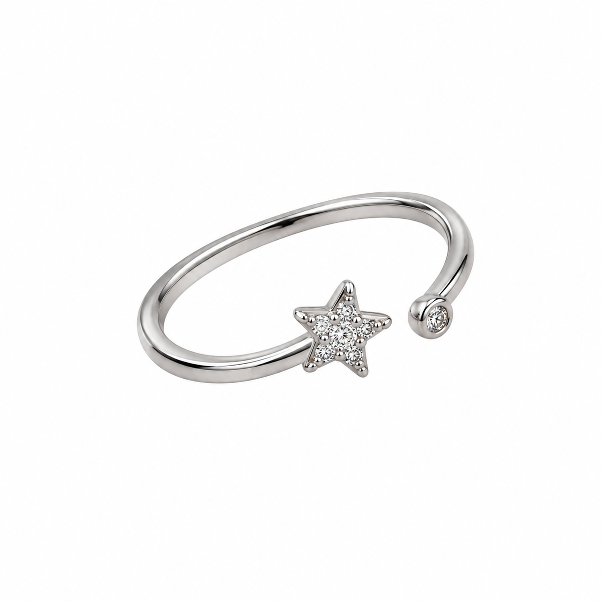 Anillo delgado estrella ajustable plata