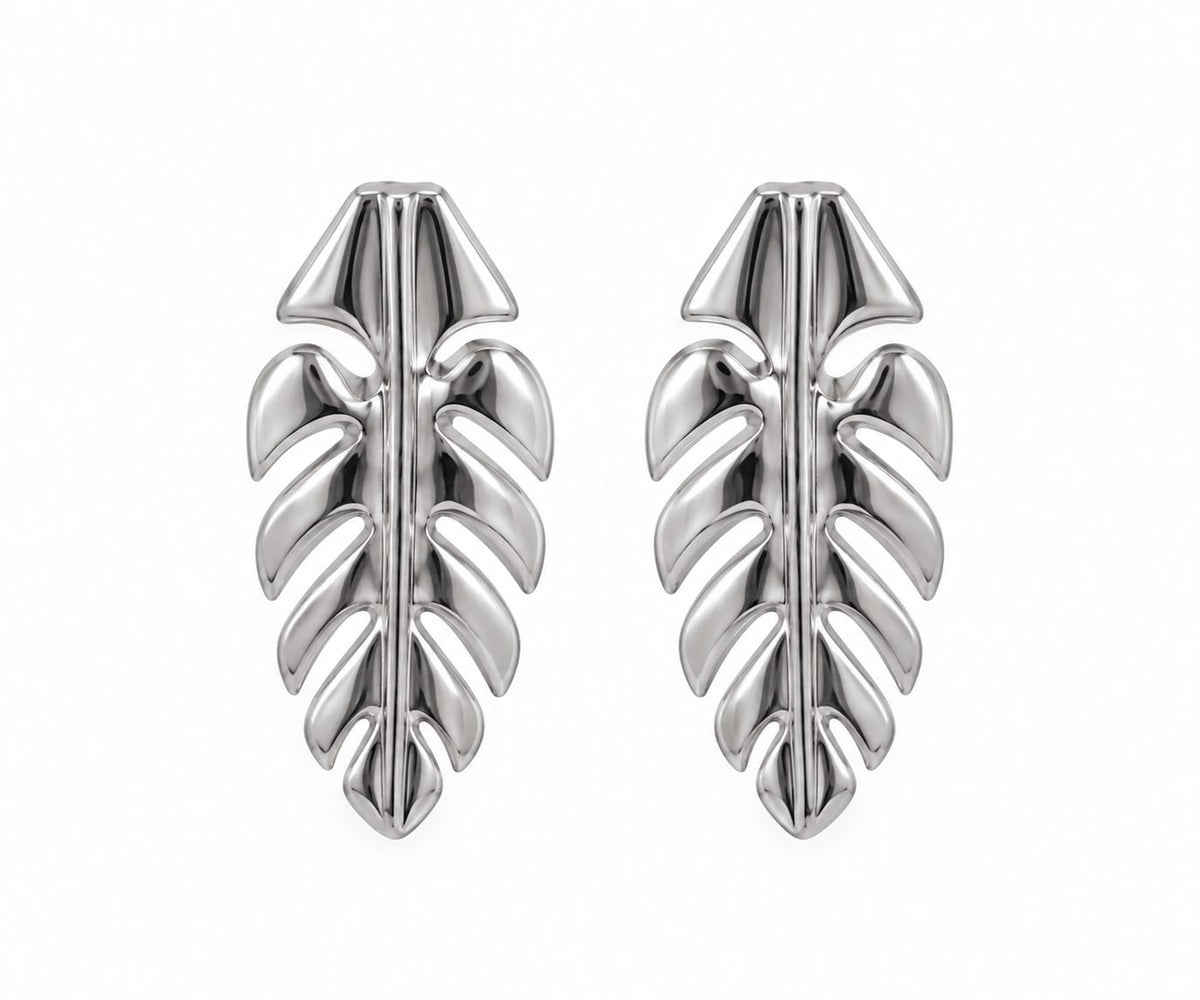Aretes de hoja plata