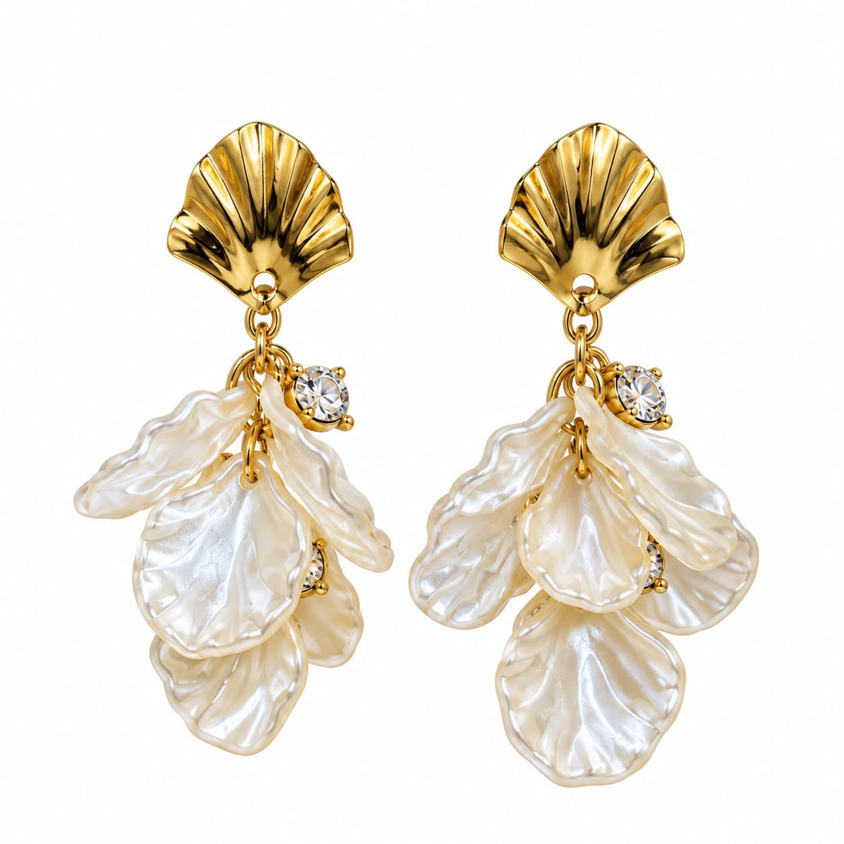 Aretes dorado con color perla