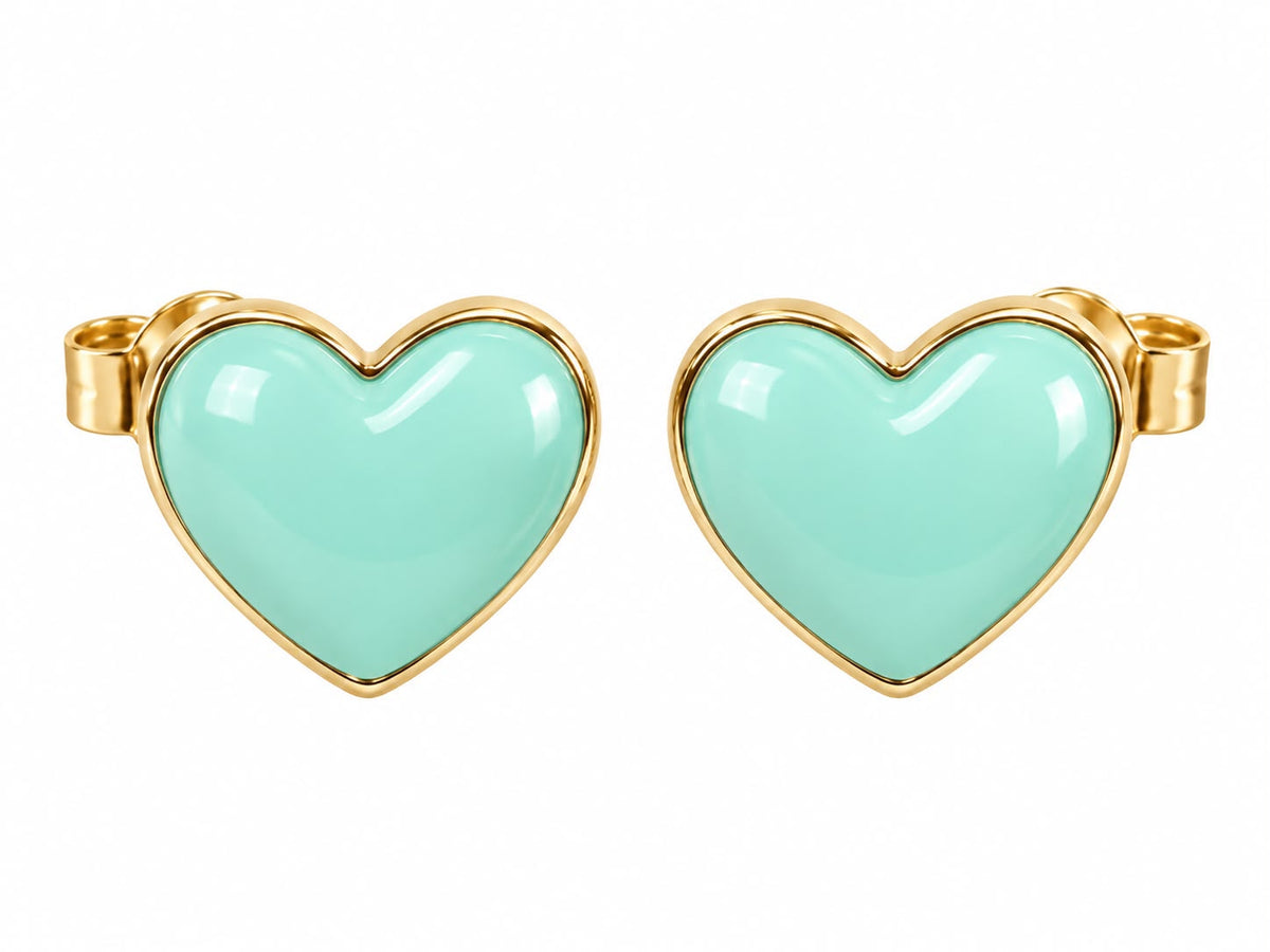 Aretes corazón verde menta