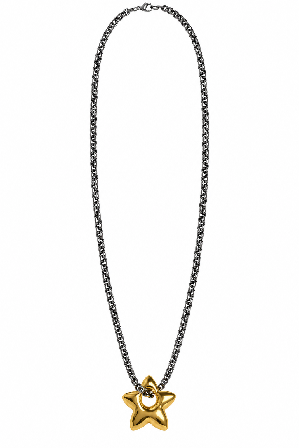 Collar plata con estrella dorada chunky