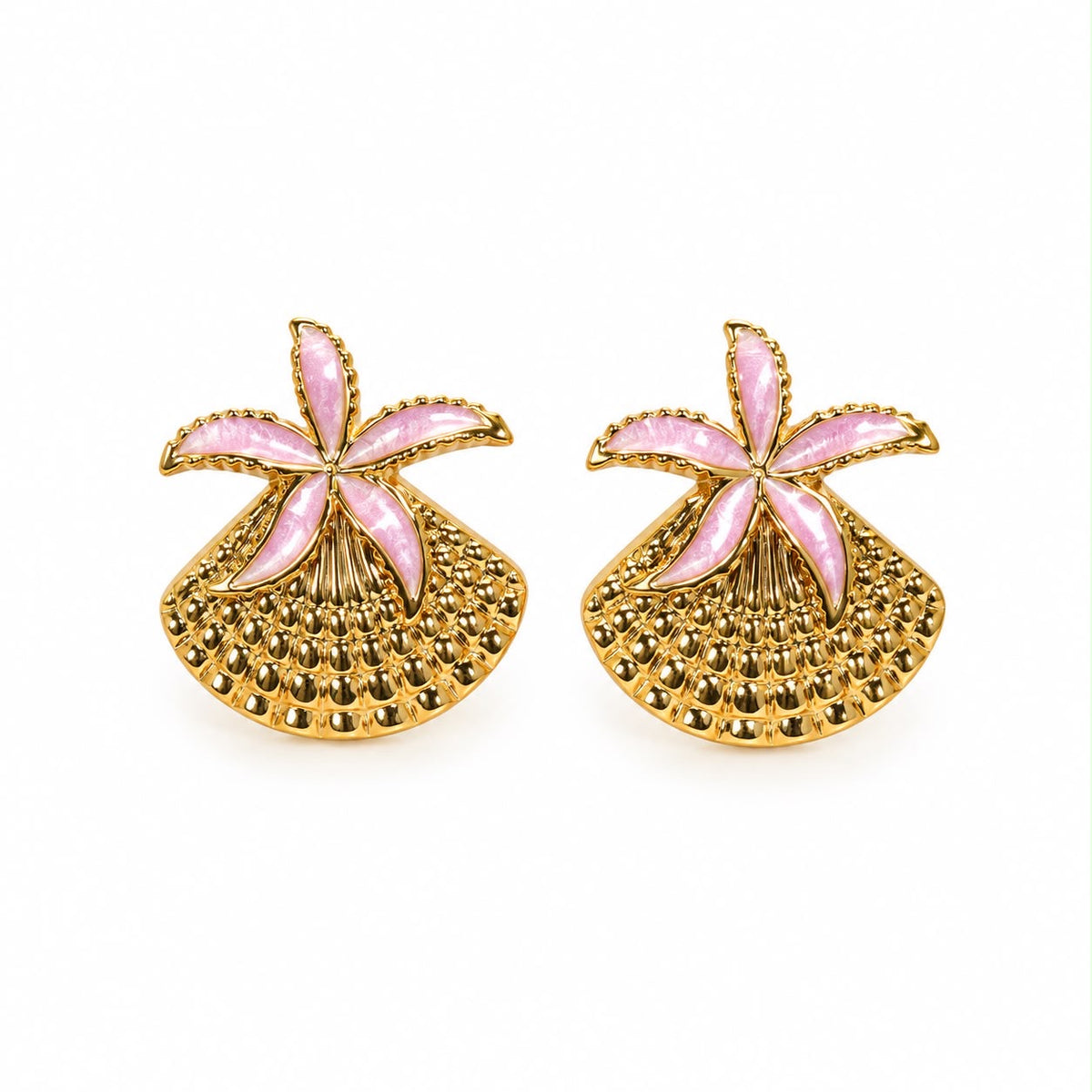 Aretes estrella de mar rosa