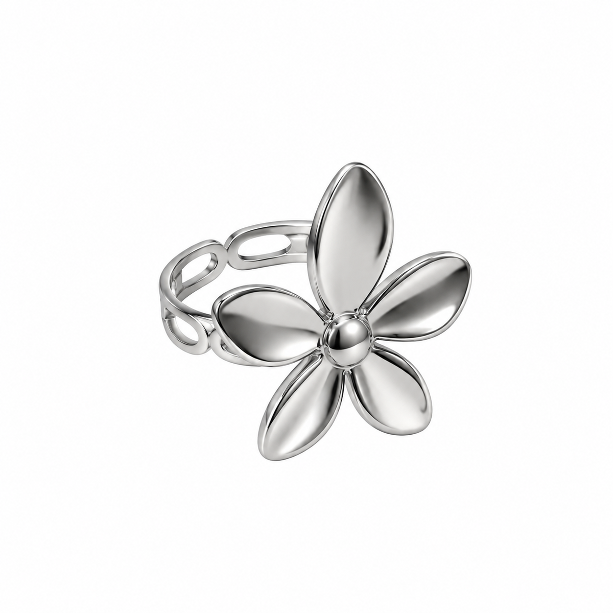 Anillo chunky flor plata Ajustable
