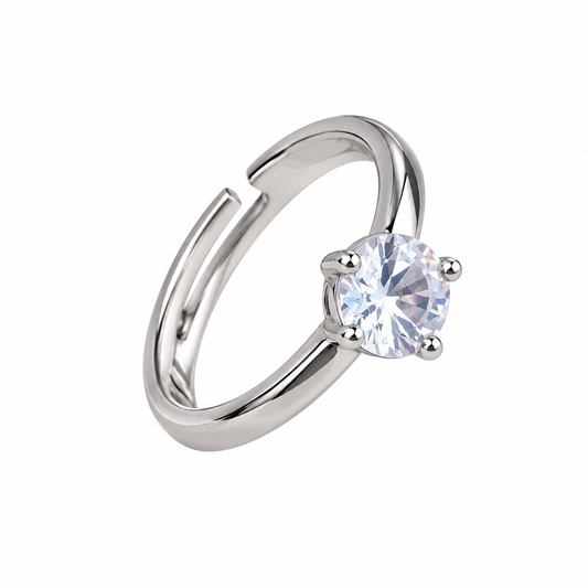 Anillo ajustable con piedra plata