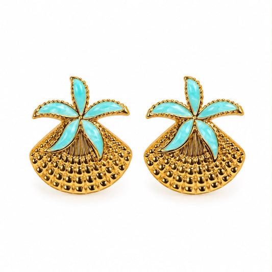 Aretes estrella de mar azul