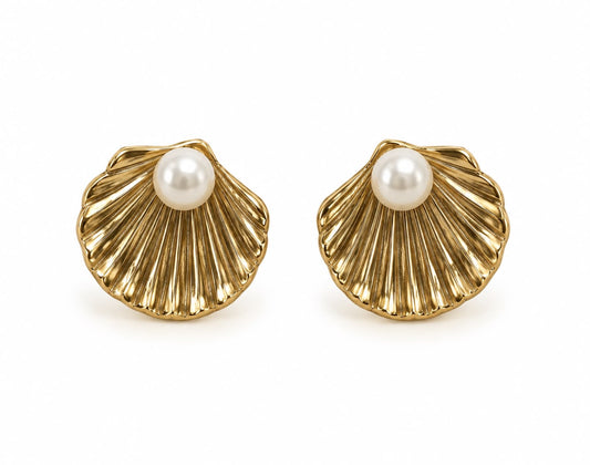 Aretes concha con perla