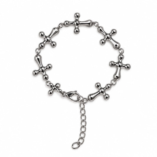 Pulsera cruz ajustable plata