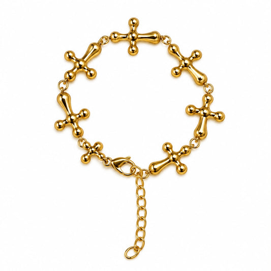Pulsera cruz ajustable dorada
