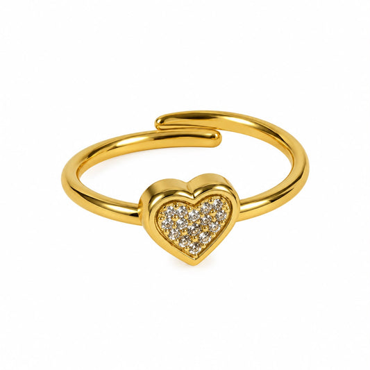 Anillo corazón ajustable dorado
