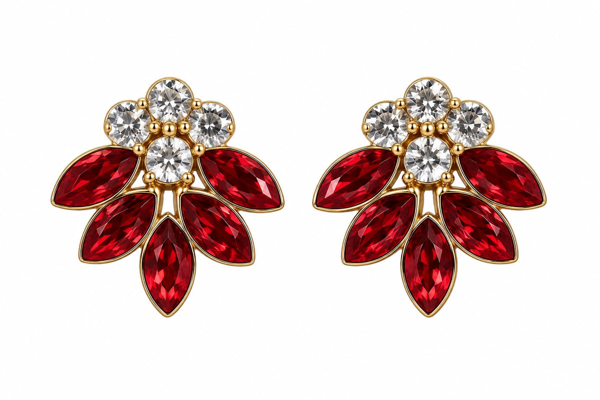 Aretes de fiesta piedra rojos