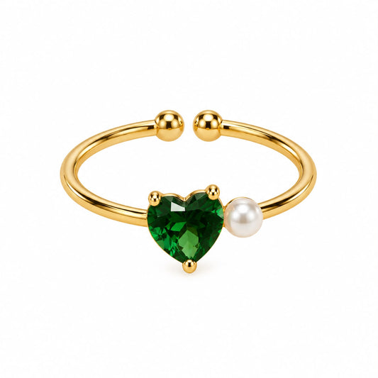 Anillo ajustable corazón verde