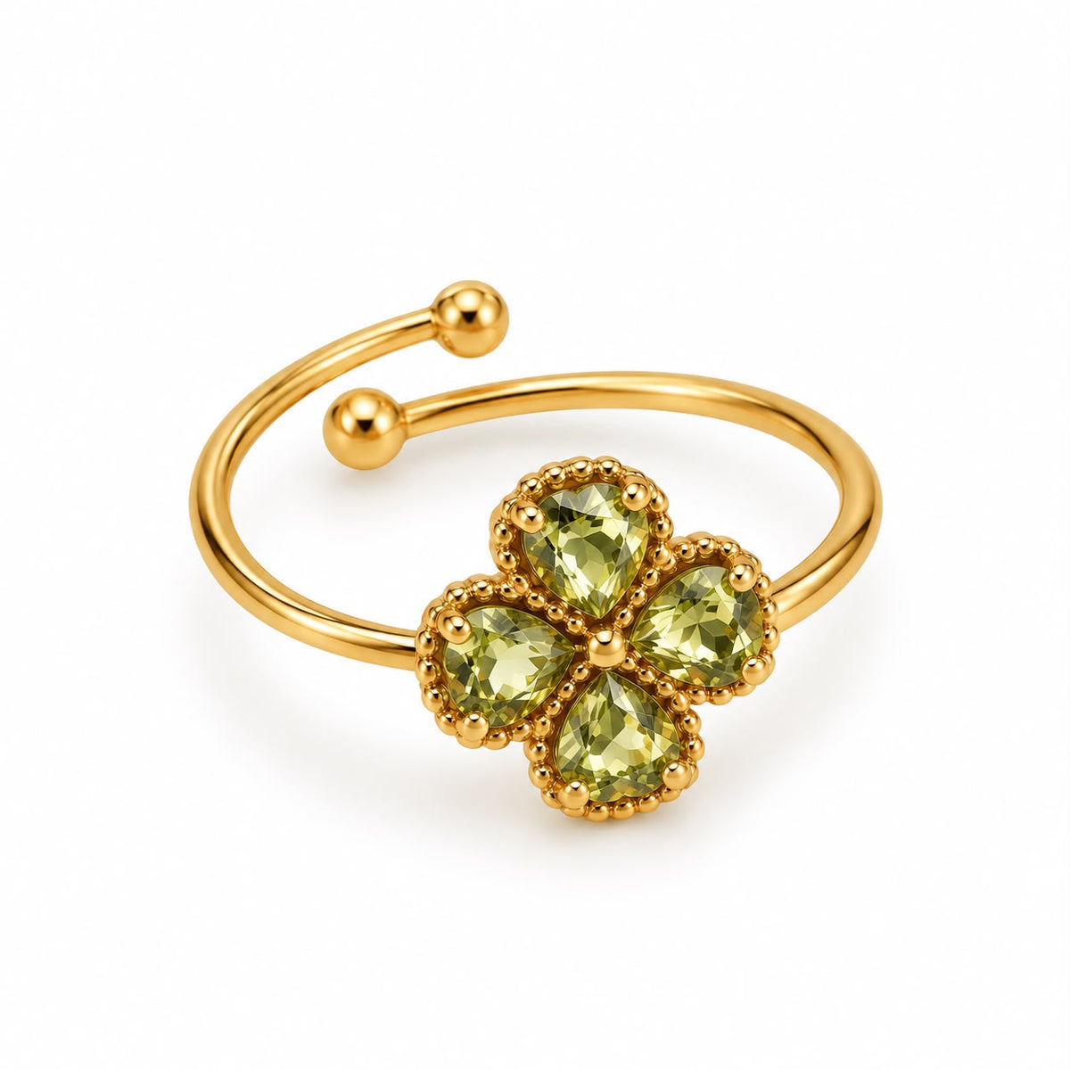 Anillo ajustable flor verde claro