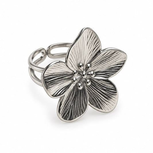 Anillo chunky flor ajustable