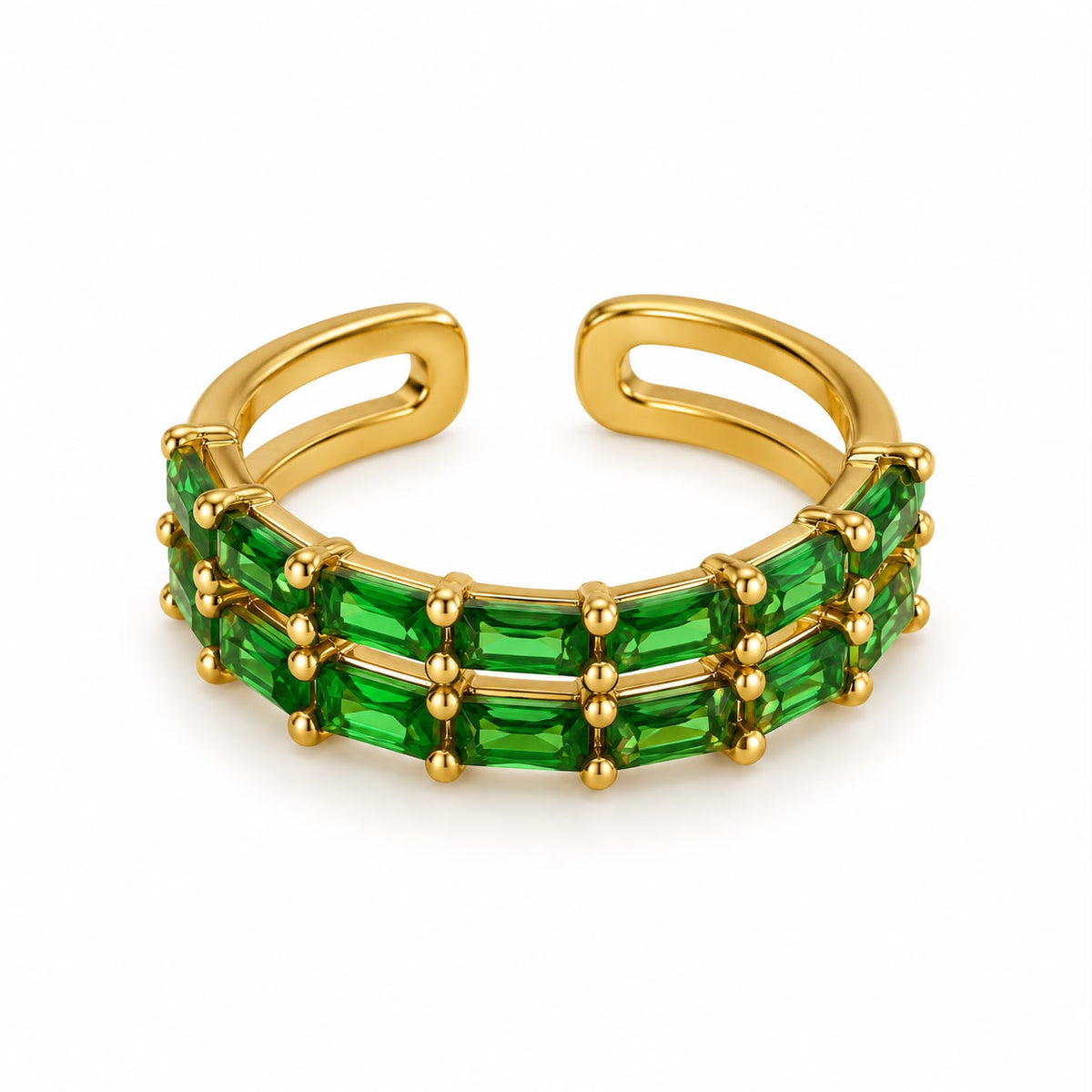 Anillo ajustable piedras verdes