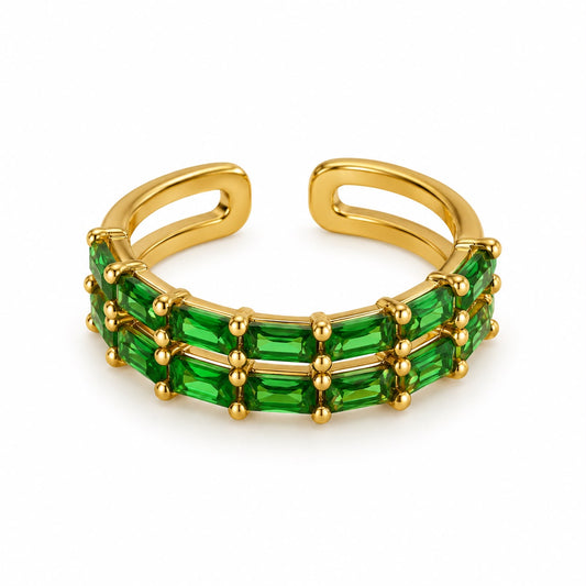 Anillo ajustable piedras verdes
