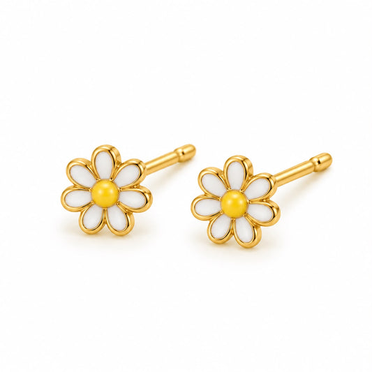 Aretes mini flor blanca
