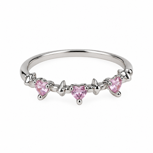 Anillo de corazones rositas