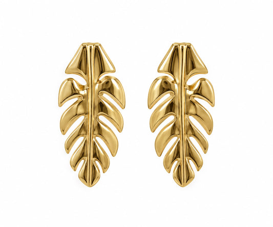 Aretes de hoja dorado