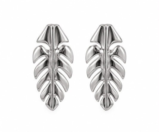 Aretes de hoja plata
