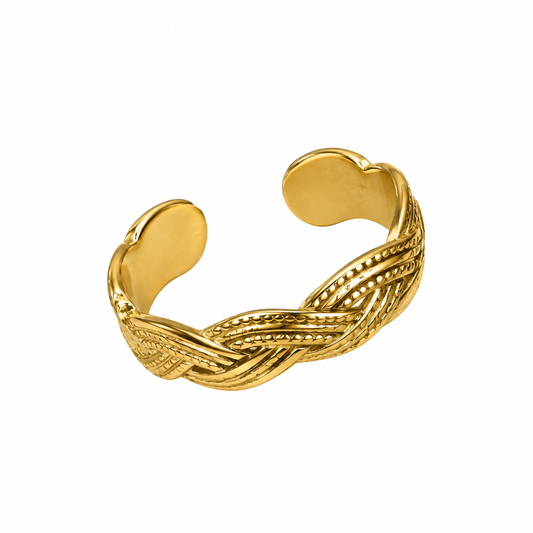 Anillo ajustable dorado enlazado