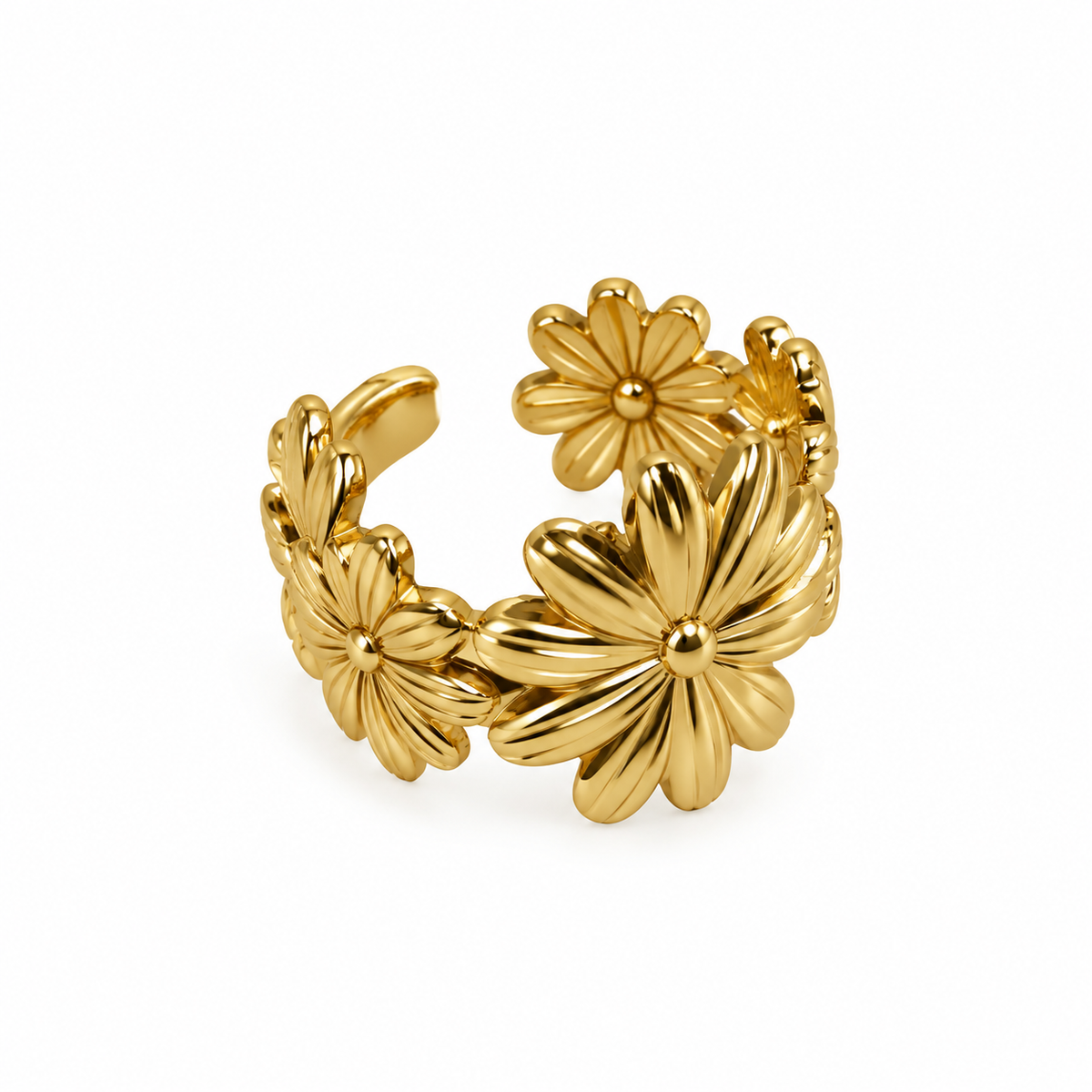 Anillo ajustable de flores