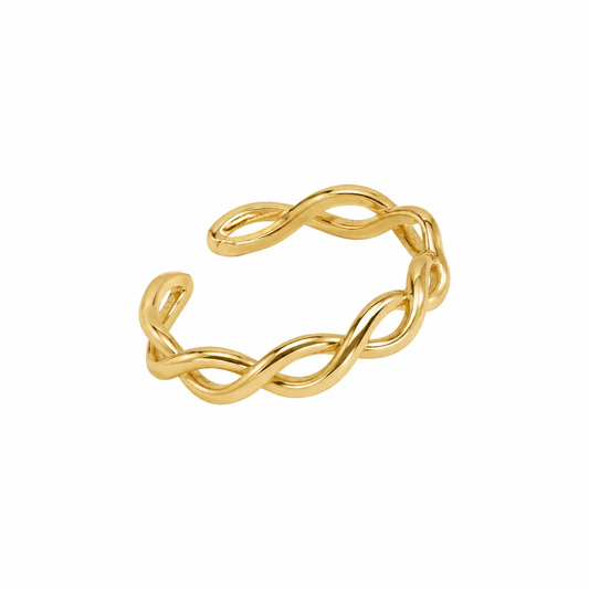 Anillo ajustable entrelazado dorado