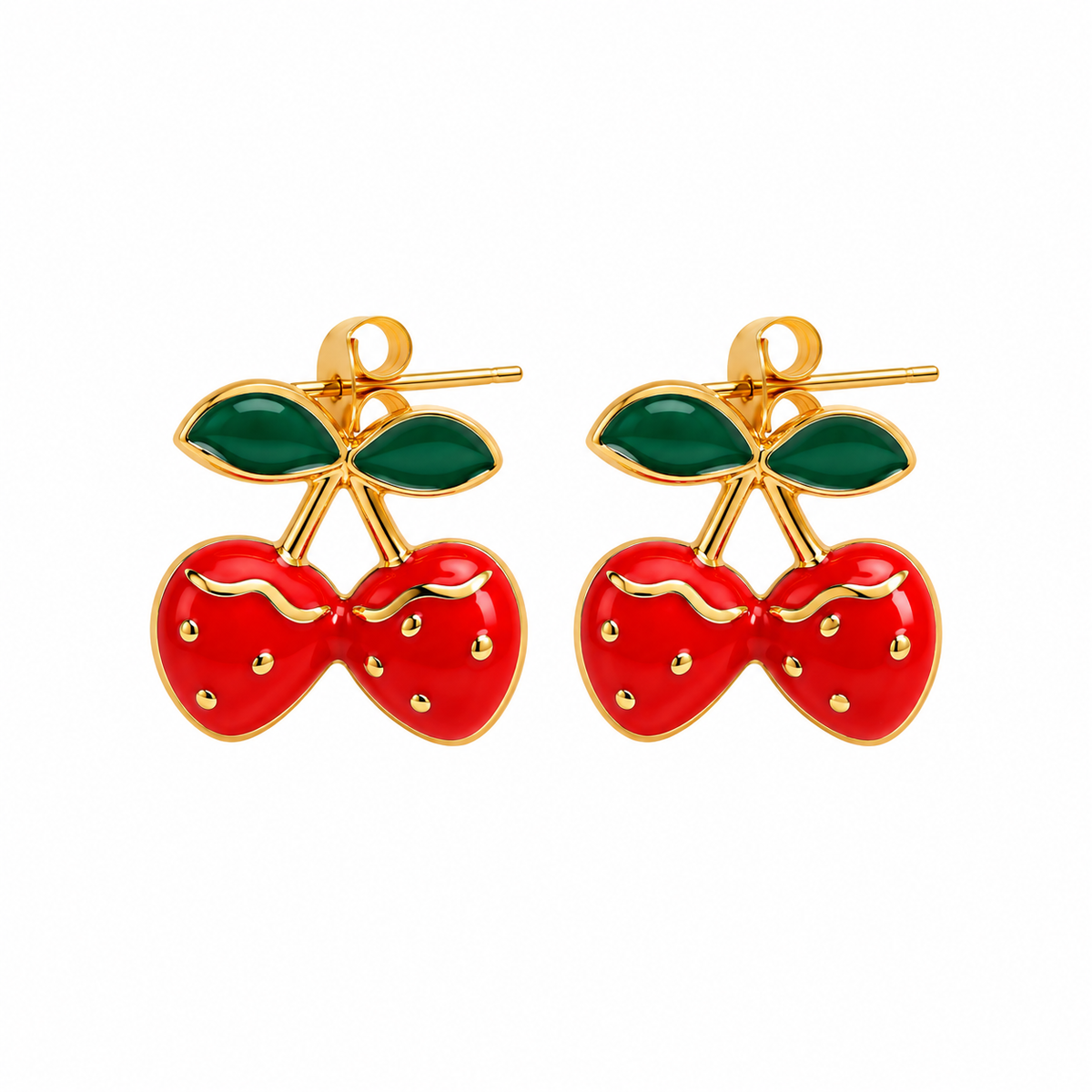 Aretes chicos fresa roja