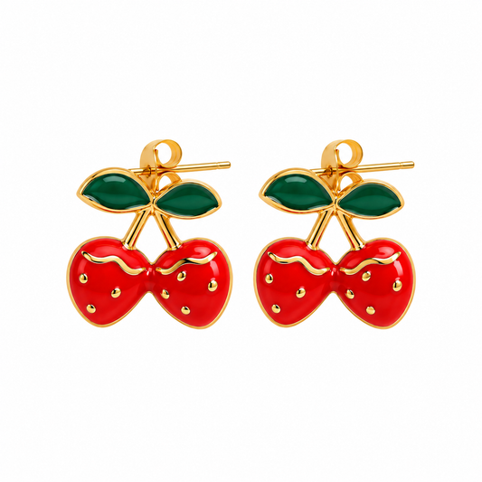 Aretes chicos fresa roja