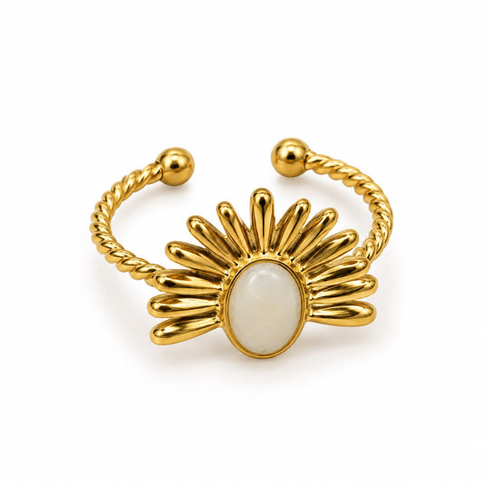 Anillo ajustable piedra blanca
