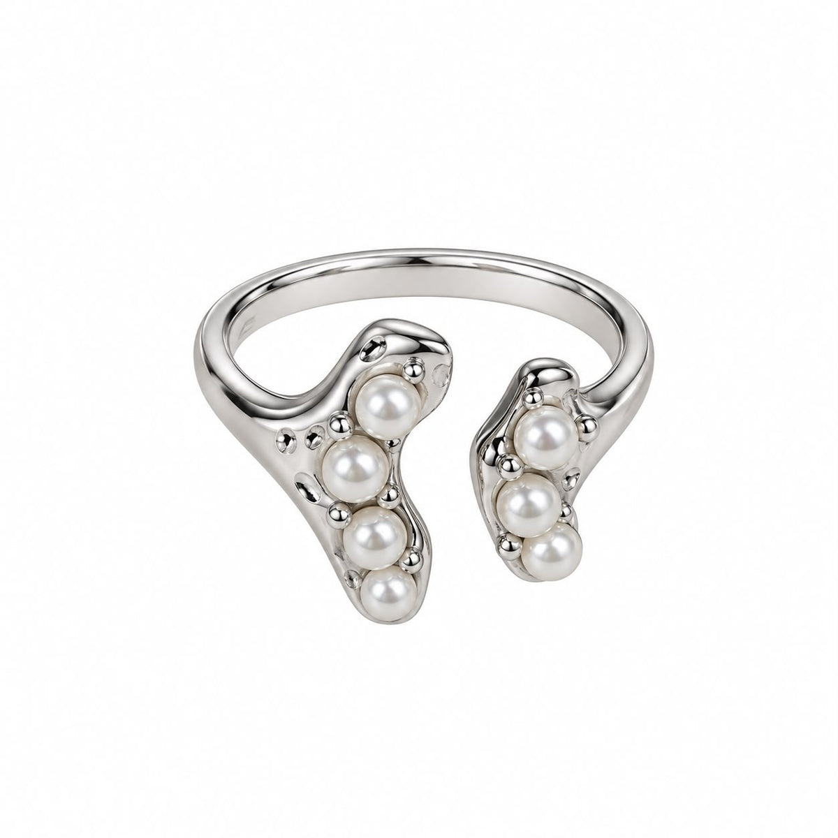 Anillo ajustable perlas plata