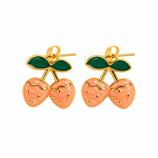 Aretes chicos fresa salmón