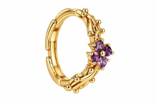 Anillo ajustable flor lila