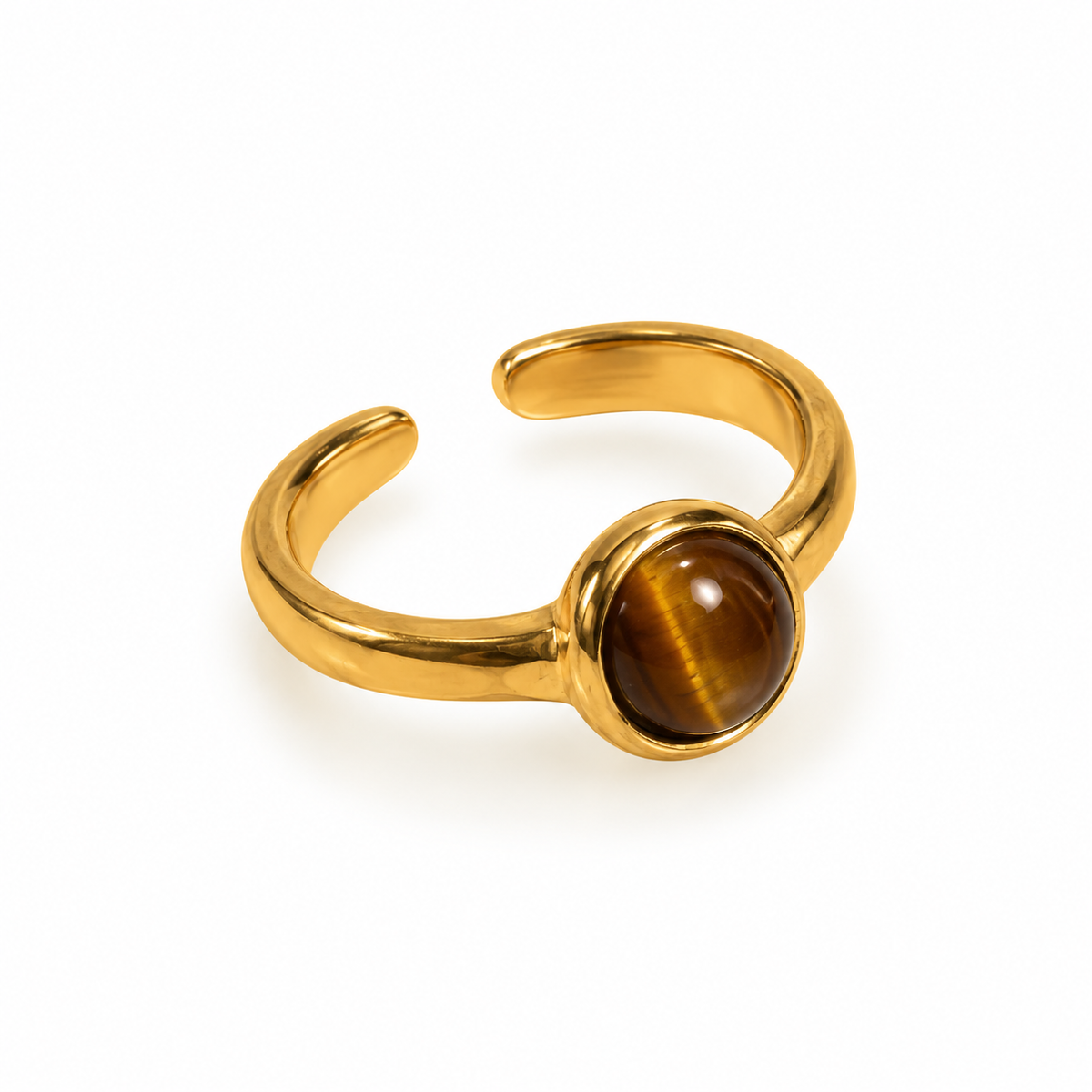 Anillo ajustable piedra chica café