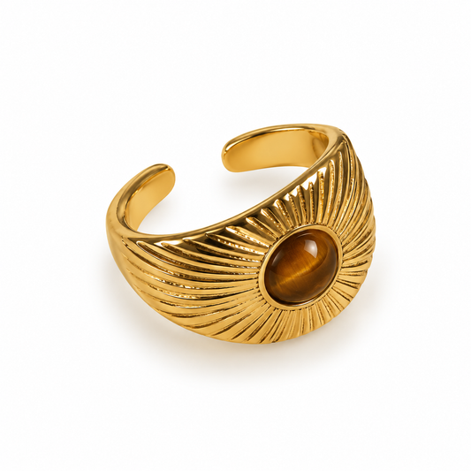 Anillo ajustable piedra café