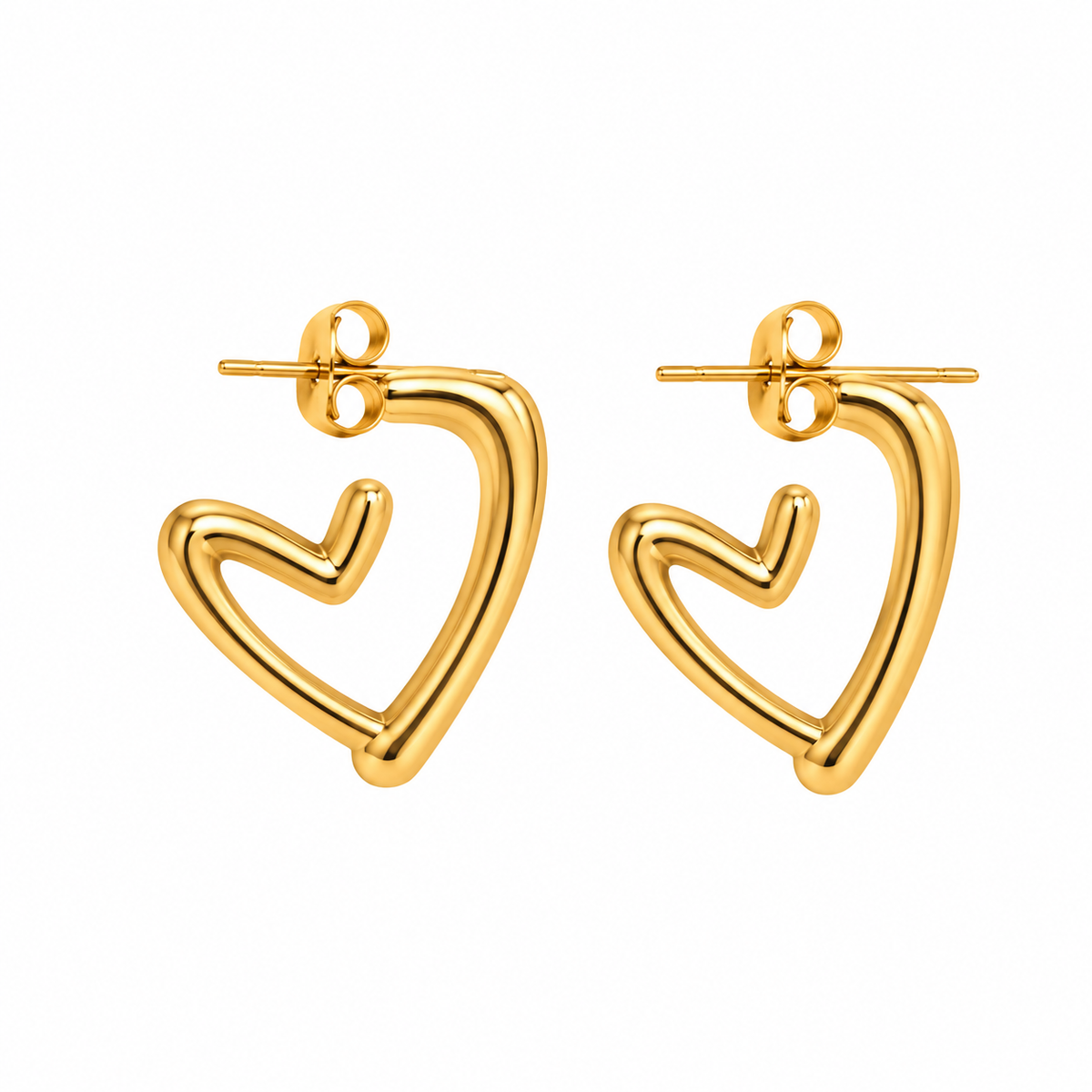 Aretes corazón dorado