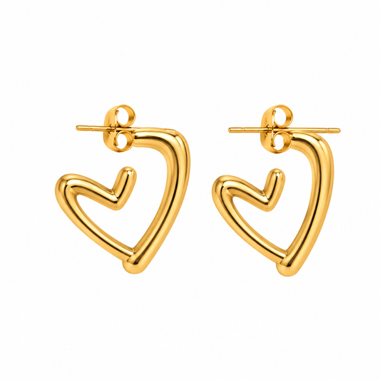 Aretes corazón dorado