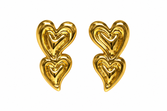 Aretes corazones dorado