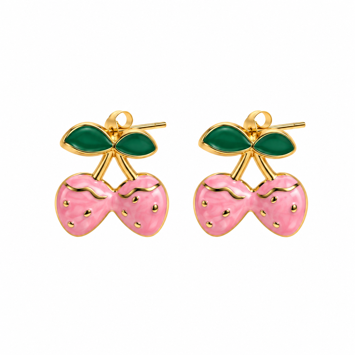 Aretes chicos fresas rosas