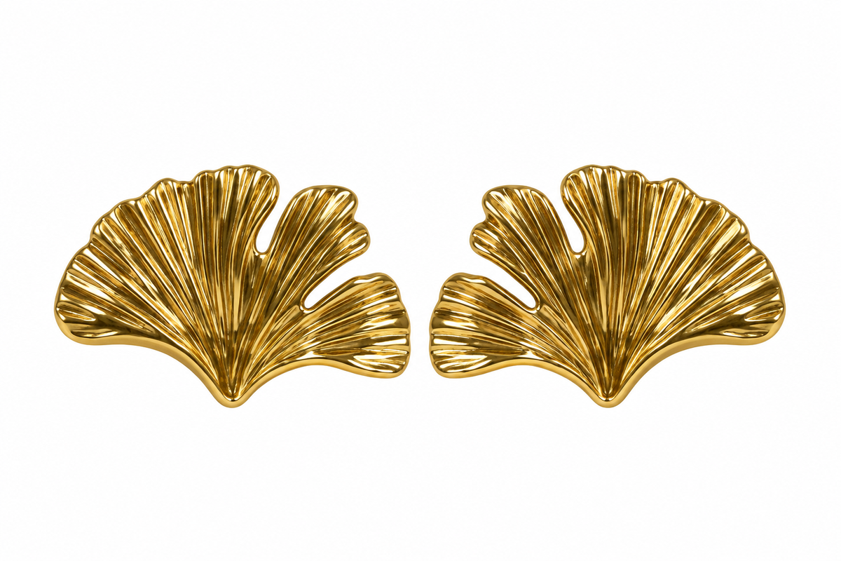 Aretes hoja dorado