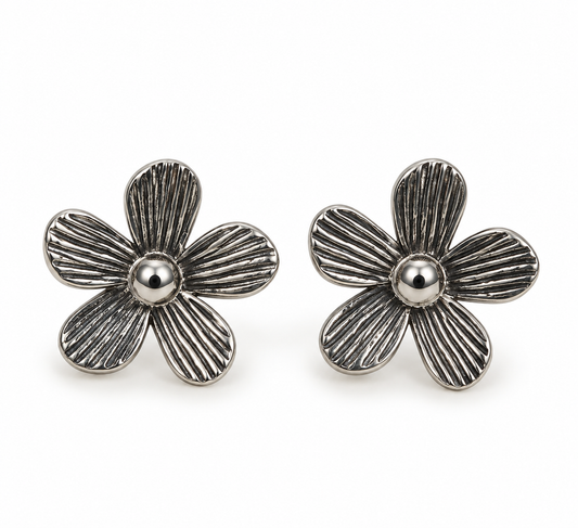 Aretes flor plata chicos