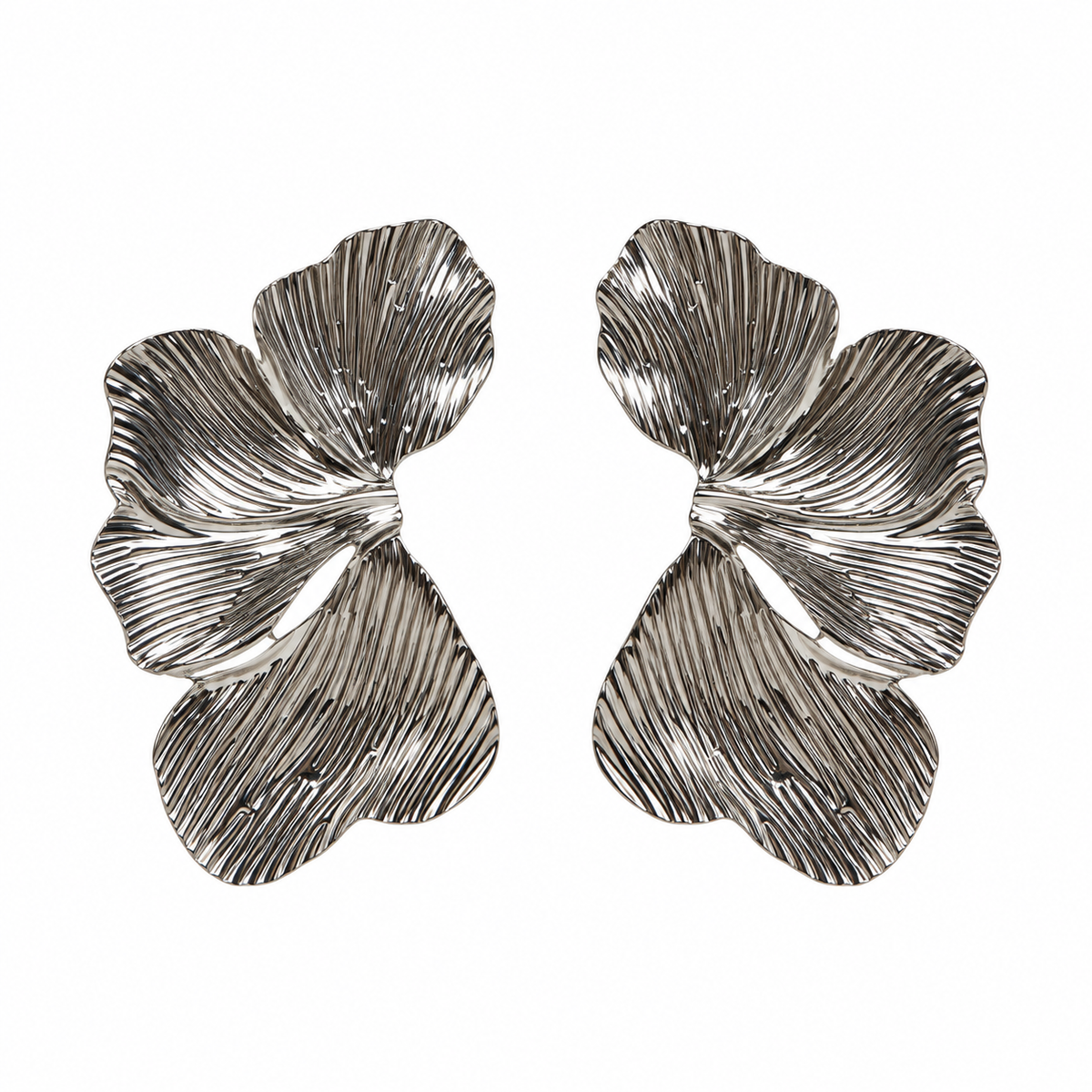 Aretes chunky flor plata