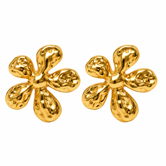 Aretes flor dorado